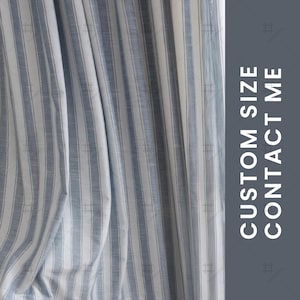Modern Blue and White Stripe Curtain, Custom Size Window Treatment, Minimalist Bedroom Drapes, Light Filtering Curtains