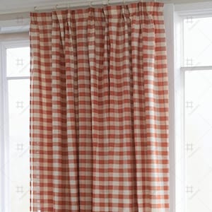 Red Checkered Curtain, Morden Drapery Panel, Custom Drapes for Living Room