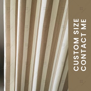 Milk Coffee Color Bold Stripe Curtain, Custom Curtain Panel, Wide Stripe Curtain