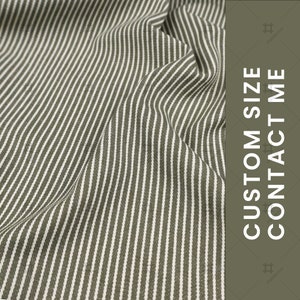 Khaki Green Stripes Fabric, Yarn-Dyed Oxford Cotton Fabric, Handmade Children&#39;s Clothing Fabric, By the Half Yard