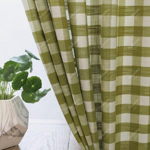 Custom Plaid Curtains, Farmhouse Style Drapes, Checkered Window Curtains for Living Room or Kitchen