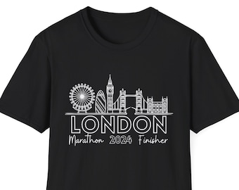 London 2024 Marathon Finisher shirt, Running Gifts, Marathoner gift, Run shirt, gift for runner, London tshirt, unisex Softstyle T-Shirt