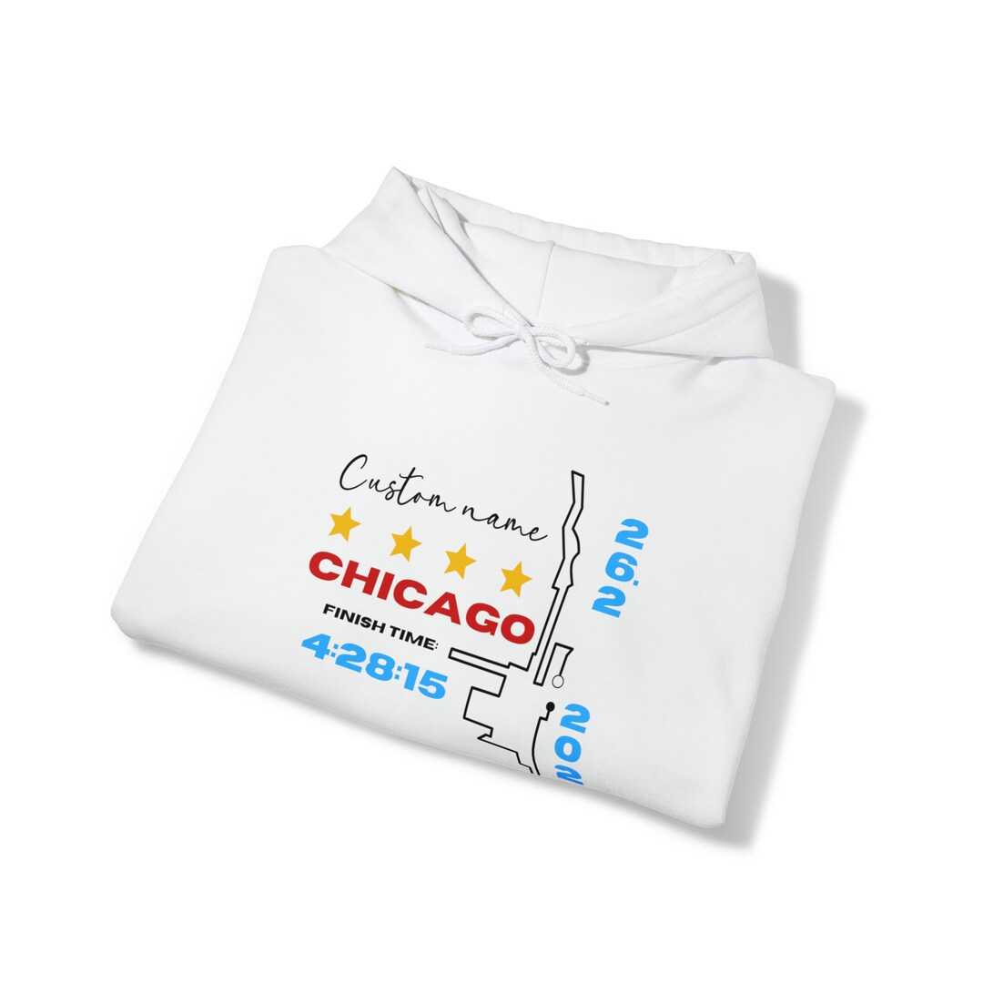 Custom Chicago, Marathon Finisher Gift, Unisex Hooded Sweatshirt