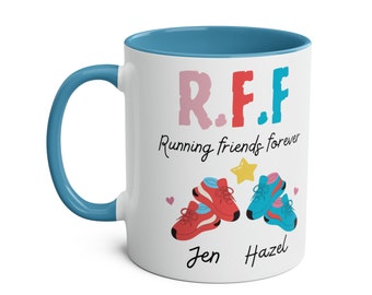 Personalise Run Buddy Mug, Gift for Friend, Running Friend Gift, Running Buddy Mug, Gift for Runner, BFF, Friends Gift, Two-Tone coffee mug