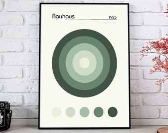 Bauhaus Geometric Wall Art, Sage Green Wall Print, Bauhaus Printable Exhibition Poster, Vintage Bauhaus Wall Art, Digital Download