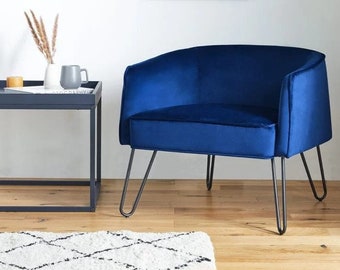 The Midnight Blue Velvet Hairpin Tub Chair - Stylish, Modern, and Perfect for Bars, Restaurants, and Homes