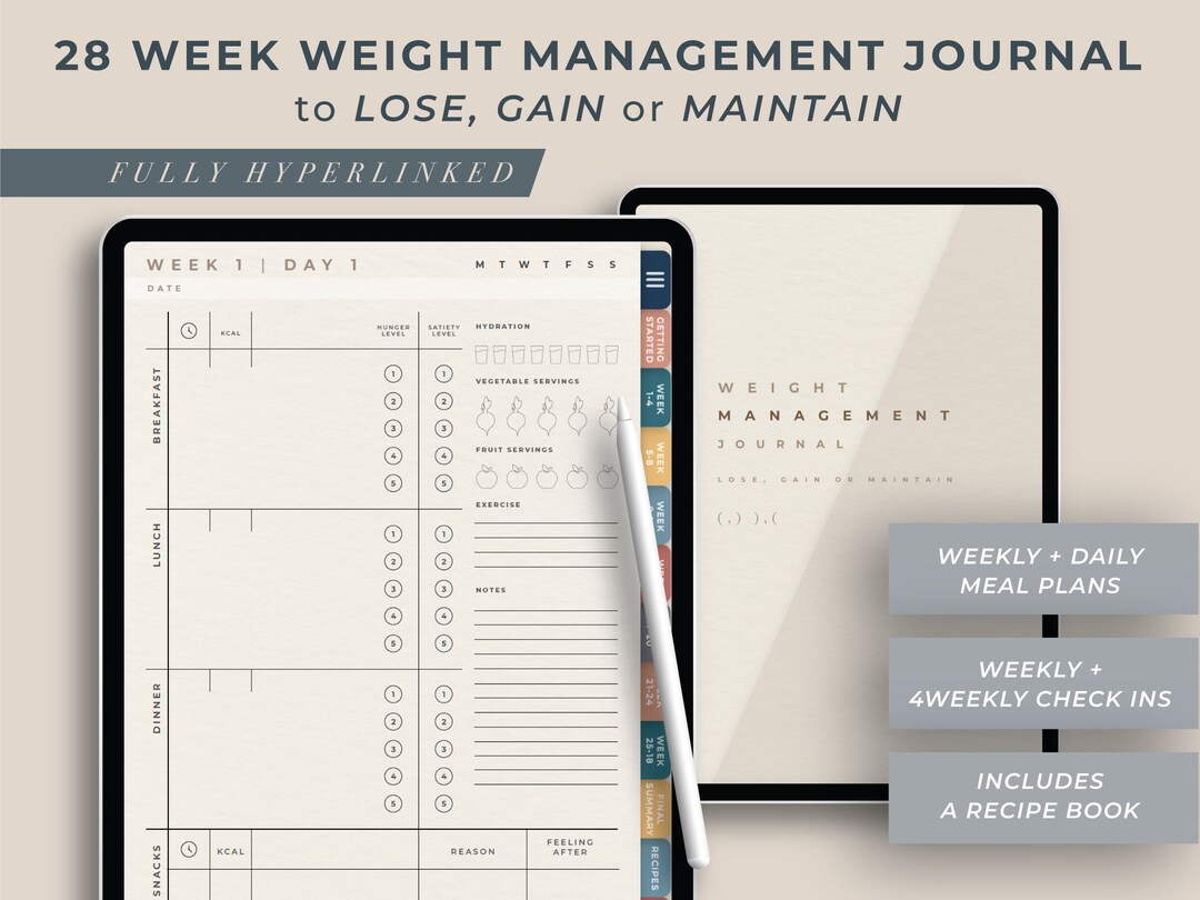 Weight Loss Journal Digital Weight Loss Planner Meal Etsy