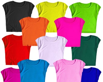 Kids Girls Dance Casual Cropped Top T-Shirt