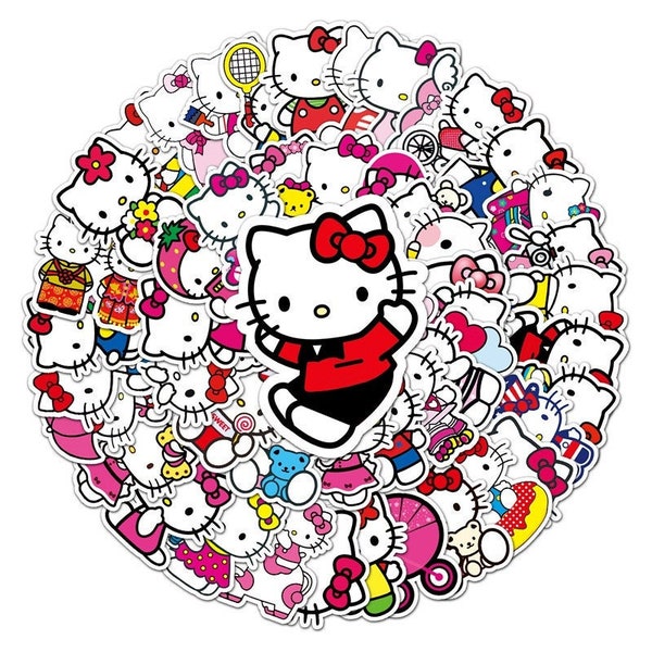 Pack Autocollants Hello Kitty Sanrio, Kawaii, cadeaux pour elle, Autocollants de téléphone et d'ordinateur