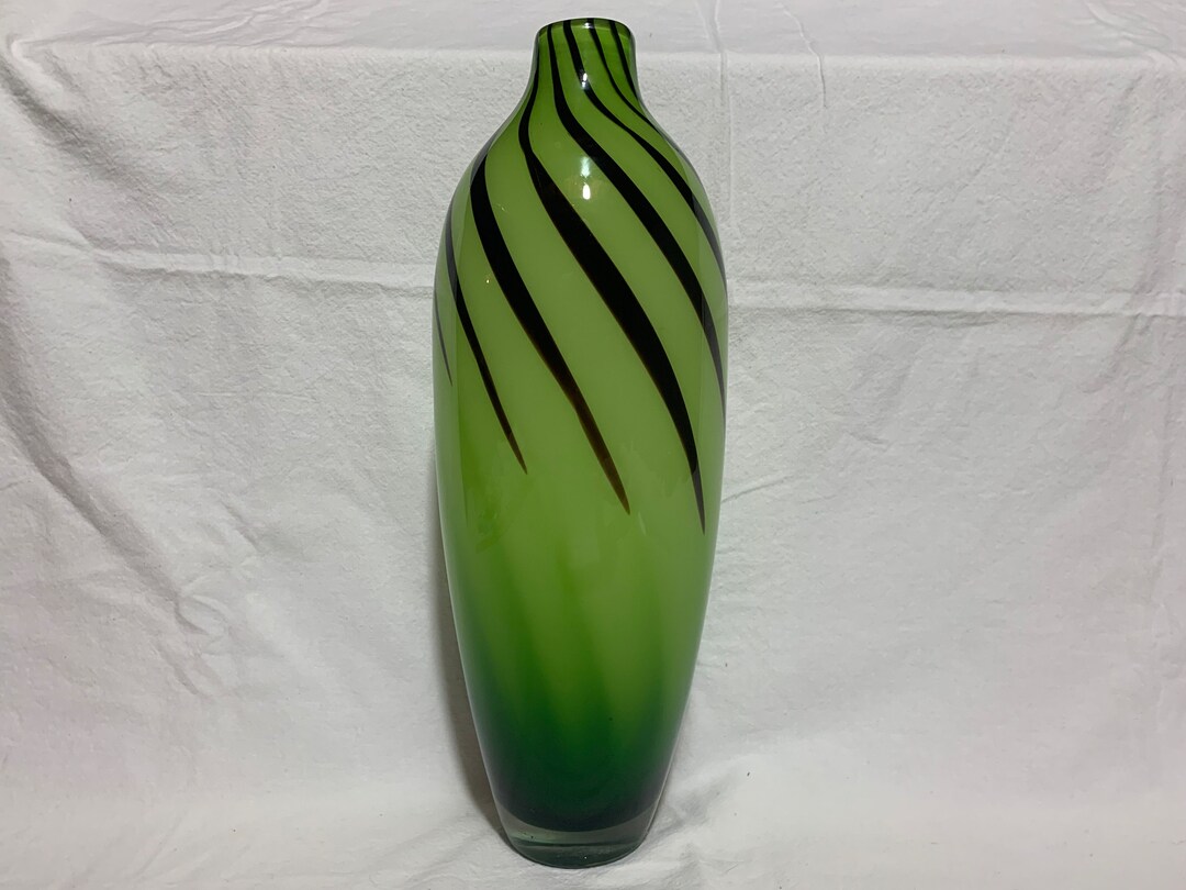 Vintage Dale Tiffany Hand Blown Glass Vase, 16 Beautiful Elegant Green