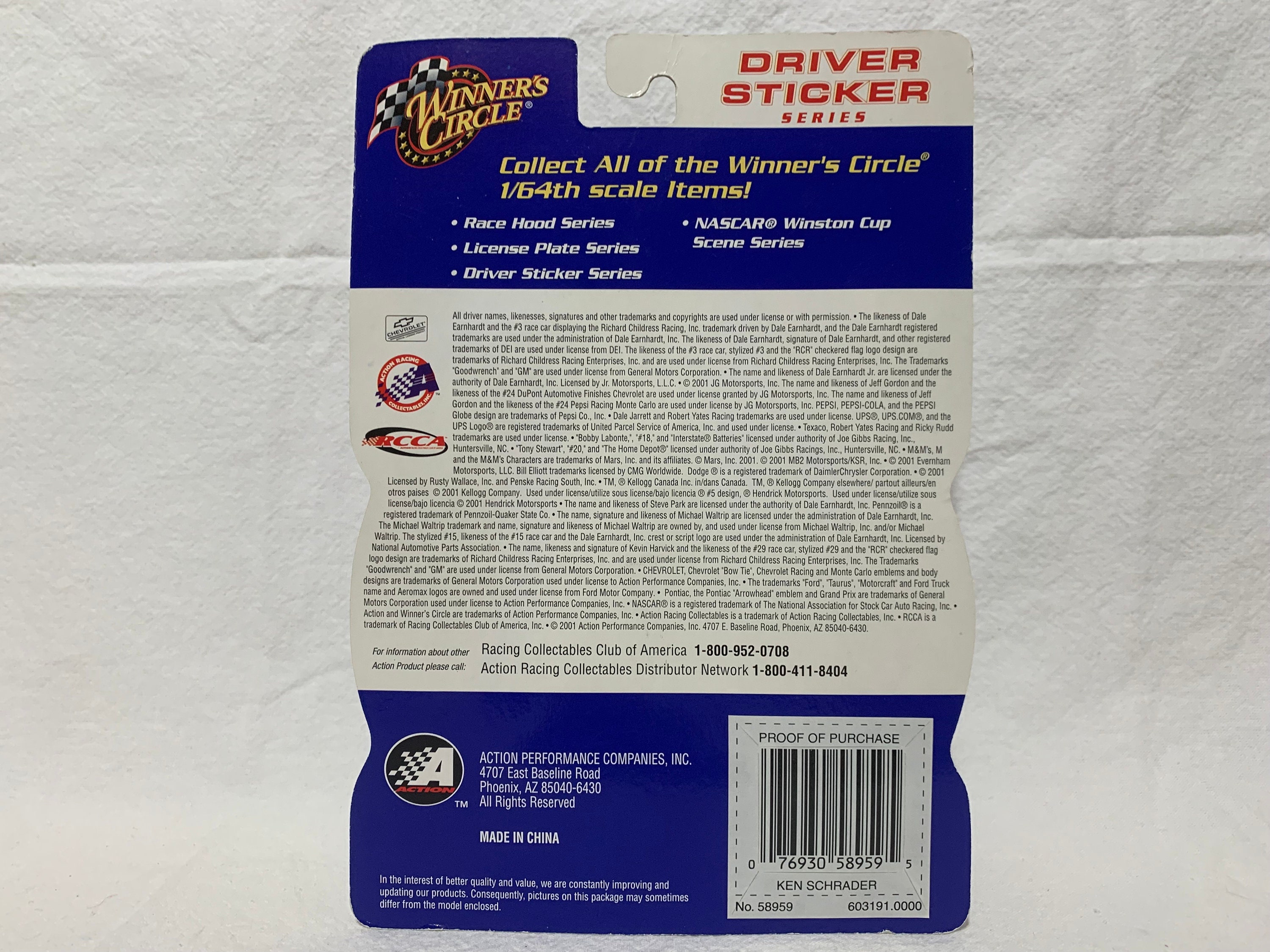 Rare Nascar Winner's Circle #36 M&m's Ken Schrader 1:64 Die