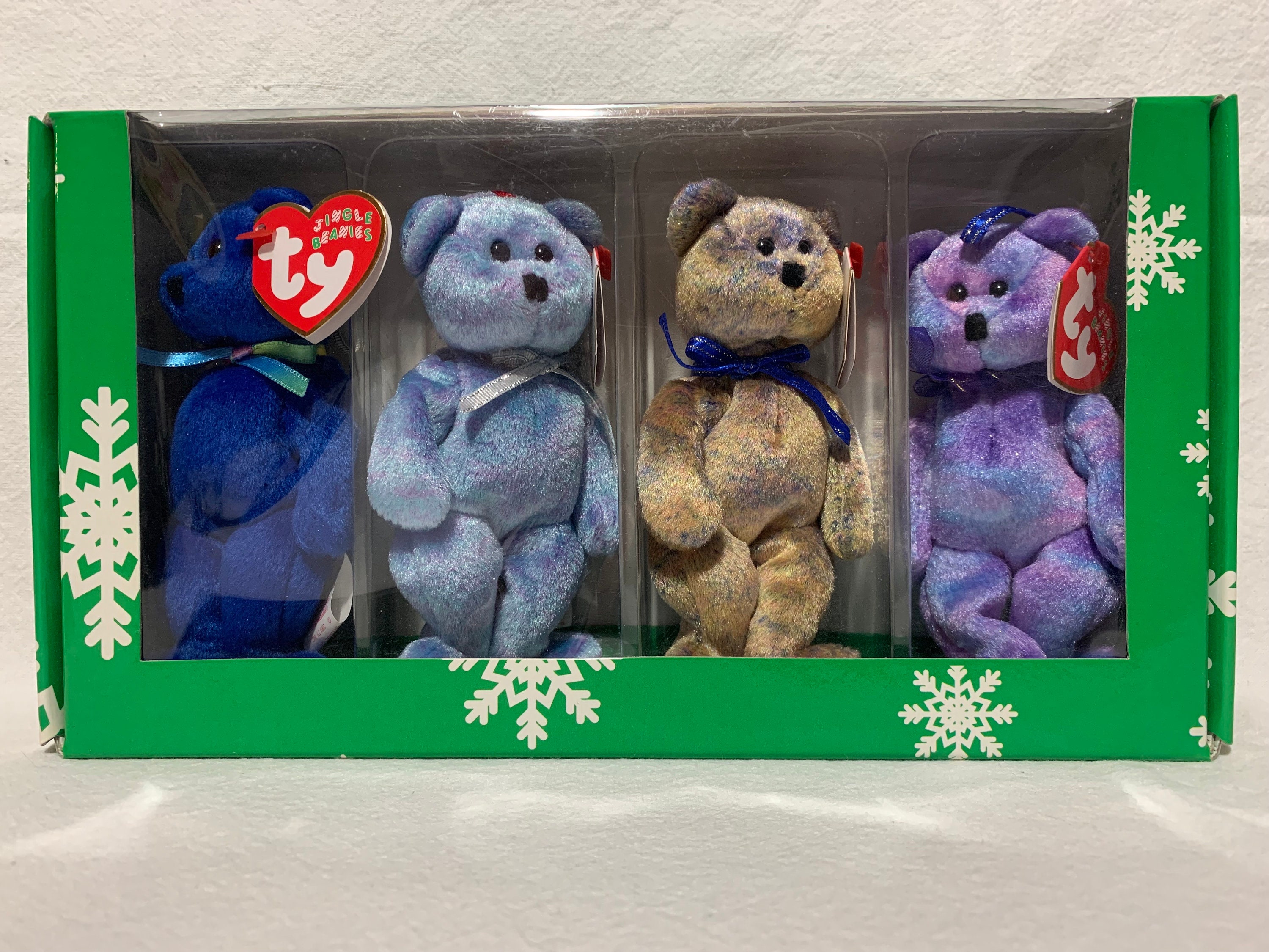 Vintage TY Jingle Beanie Bears Clubby Edition Gift Set of 4 Plush