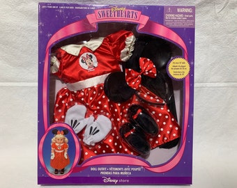 Vintage 18 Inch Doll Clothes Disney Sweethearts Minnie Mouse Outfit Dress Mouse Ears Gloves Shoes, New in Box Factory Sealed, Fast Shipping