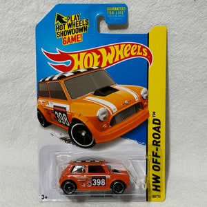 Hot Wheels HW Off-Road Orange Morris Mini Cooper, 80/250, Checkerboard Roof, 1:64 Die-Cast, Mattel, New in Box Factory Sealed, Fast Shipping