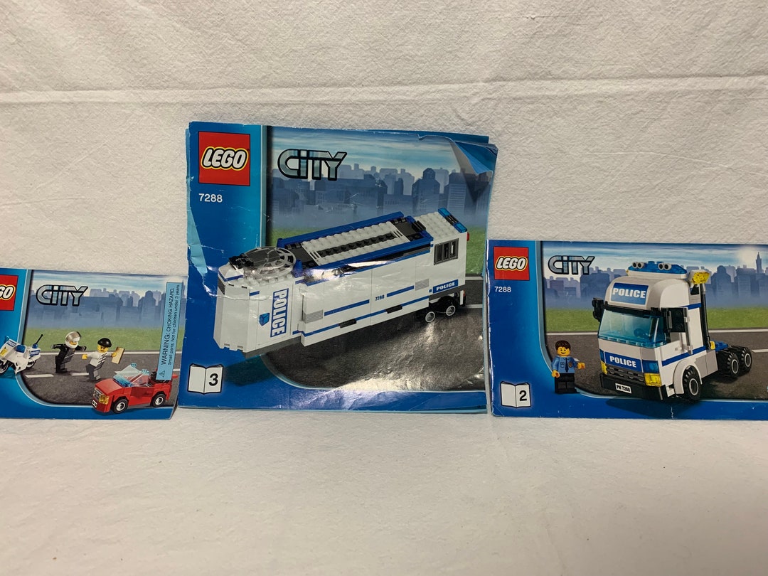 Lego City Unidad de Policía Móvil 7288, Juego completo usado 408 piezas  minifiguras Instrucciones SIN caja, Coche Camión Motocicleta, Retirado 2010 