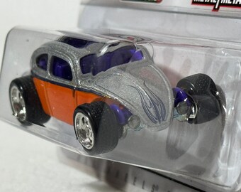 Hot Wheels Larry's Garage #5/39 – Orange & Silver Custom Volkswagen Beetle – Collectible Die-Cast Car