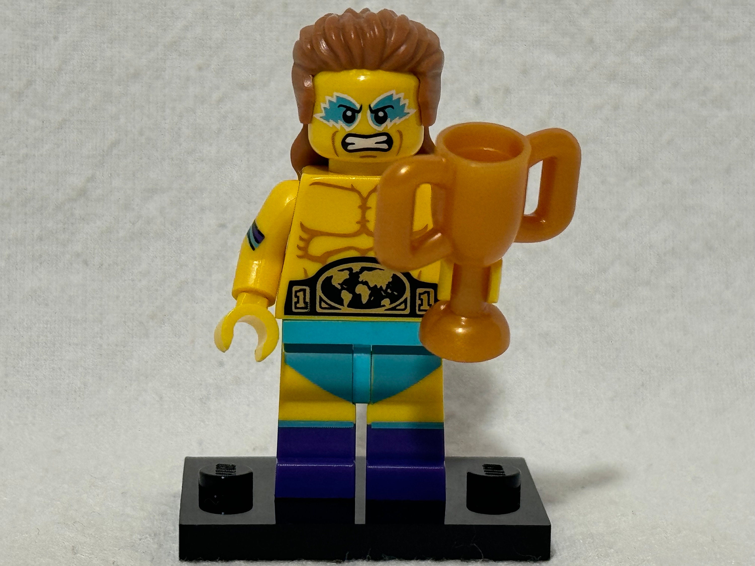 Lego Wrestling Champion Minifigure 71011 14 CMF Series 15 Retired Complete With Foil Pack Accessories Stand Instructions Mint Condition Etsy