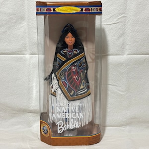 Vintage 1999 Native American Barbie with Doll Stand 24671 Northwest Coast Alaska Tlingit Totem Pole People Dolls of the World New in Box