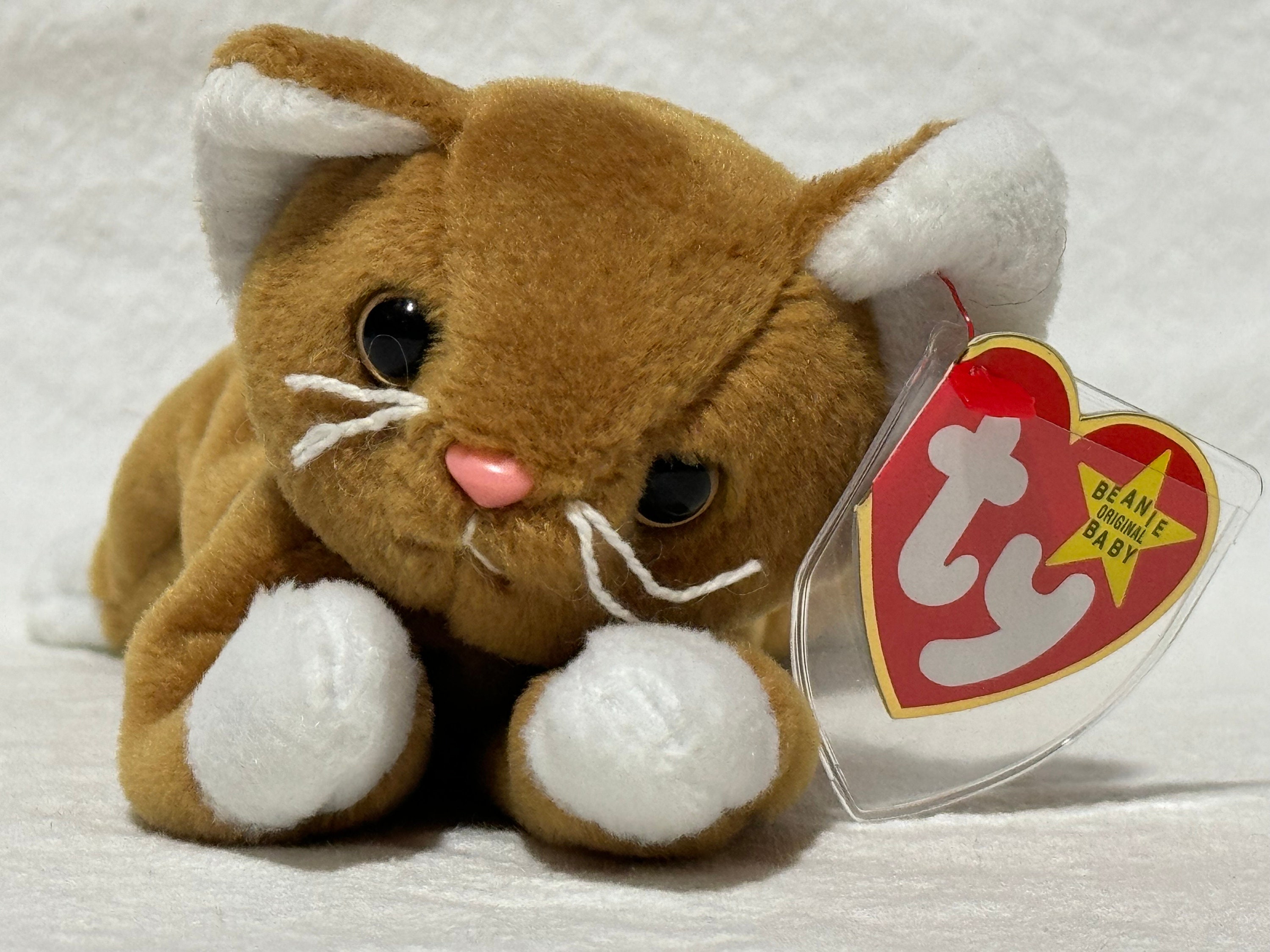 TY Beanie Baby Nip the Cat Brown With White Paws PVC Pellets 7.5