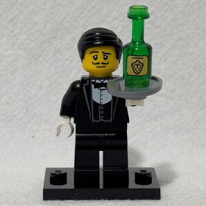 Lego Minifigure Waiter 71000-1 CMF Series 9, Includes Stand Accessories and Instruction Sheet, Retired, Mint Condition, Fast Shipping