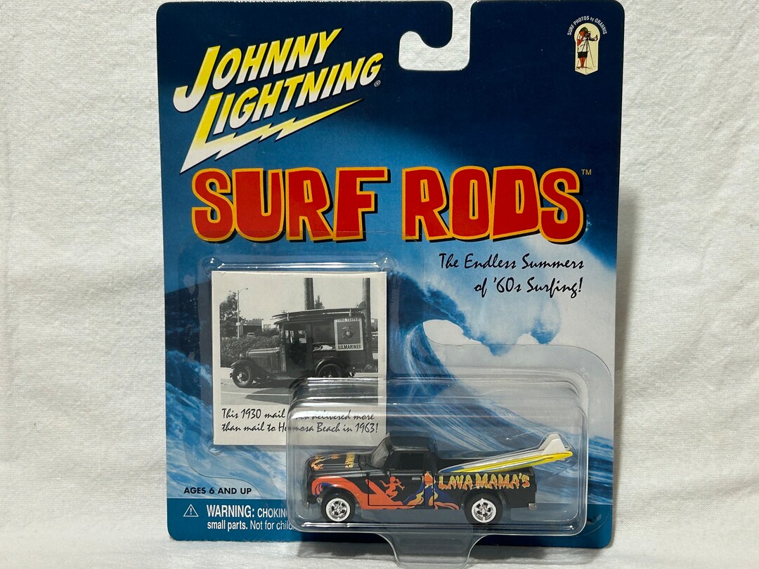 Voiture Miniature Johnny Lightning 1/64 Surf Rods Lagura Longboards - Modèle Surf City, Marron, Occasion