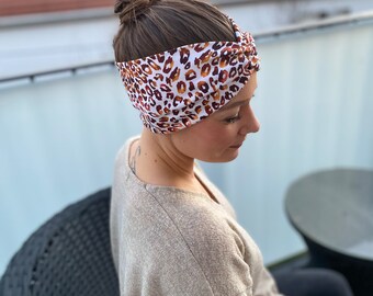 Leoprint Turban Haarband, Design wählbar, extra breites Stirnband, Sport- Freizeit Stirnband