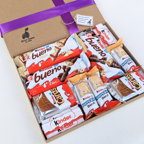 Kinder Chocolate Gift Box - Chocolate Kinder Bueno Hamper - Personalised Treat Box - Happy Birthday Gift - Thank You Gift - Gift For Him/Her