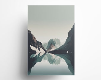 Norway Wall Art Print, Modern Minimalist, Scandinavia, Fjords, Wall Art, Instant Digital Download, 25+ sizes available