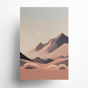 Desert Sunset Art Print, Modern Minimalist, Desert Scene, Desert Wall Art, Instant Digital Download,25+ sizes available