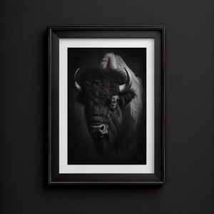 Buffalo Wall Art Print, Black and White, Modern Wall Art, Buffalo Poster, 25+ Sizes Available, Instant Digital Download