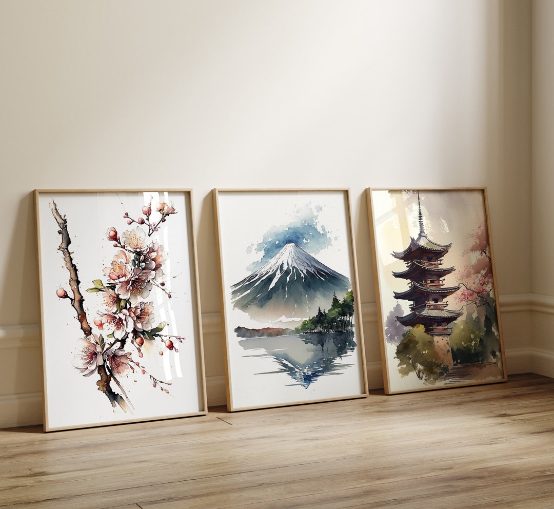 Japanese Wall Art Prints, 3 Piece Wall Art, Japanese Art, Japandi Wall ...