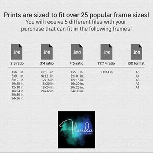 Details of the available print sizes.