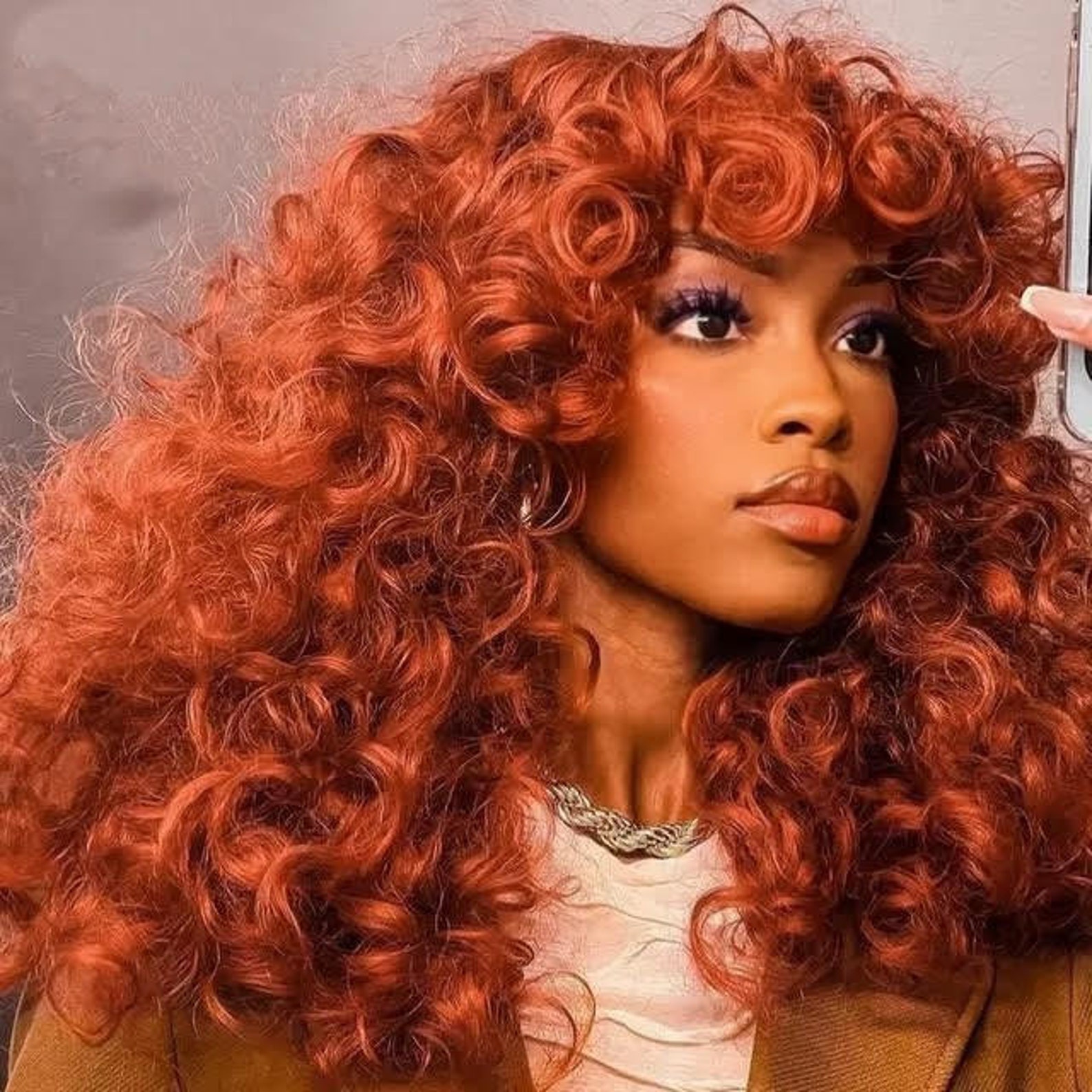 Ginger Short Curly Hair Ice Spice SZA Inspired Wig With Bangs - Etsy