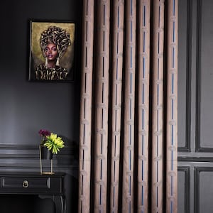 Navy Brown Curtains,Luxury Striped Patterned Geometric Bedroom Livingroom Drape,Custom Size Curtains,Gray Gold Green Black Mother&#39;s Day Gift
