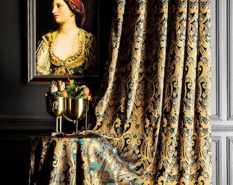 Curtains Panel Striped Damask Patterned Luxury Green Custom Size Drape Bedroom Livingroom Fabric Gold Black Navy Gray Colours Modern Curtain