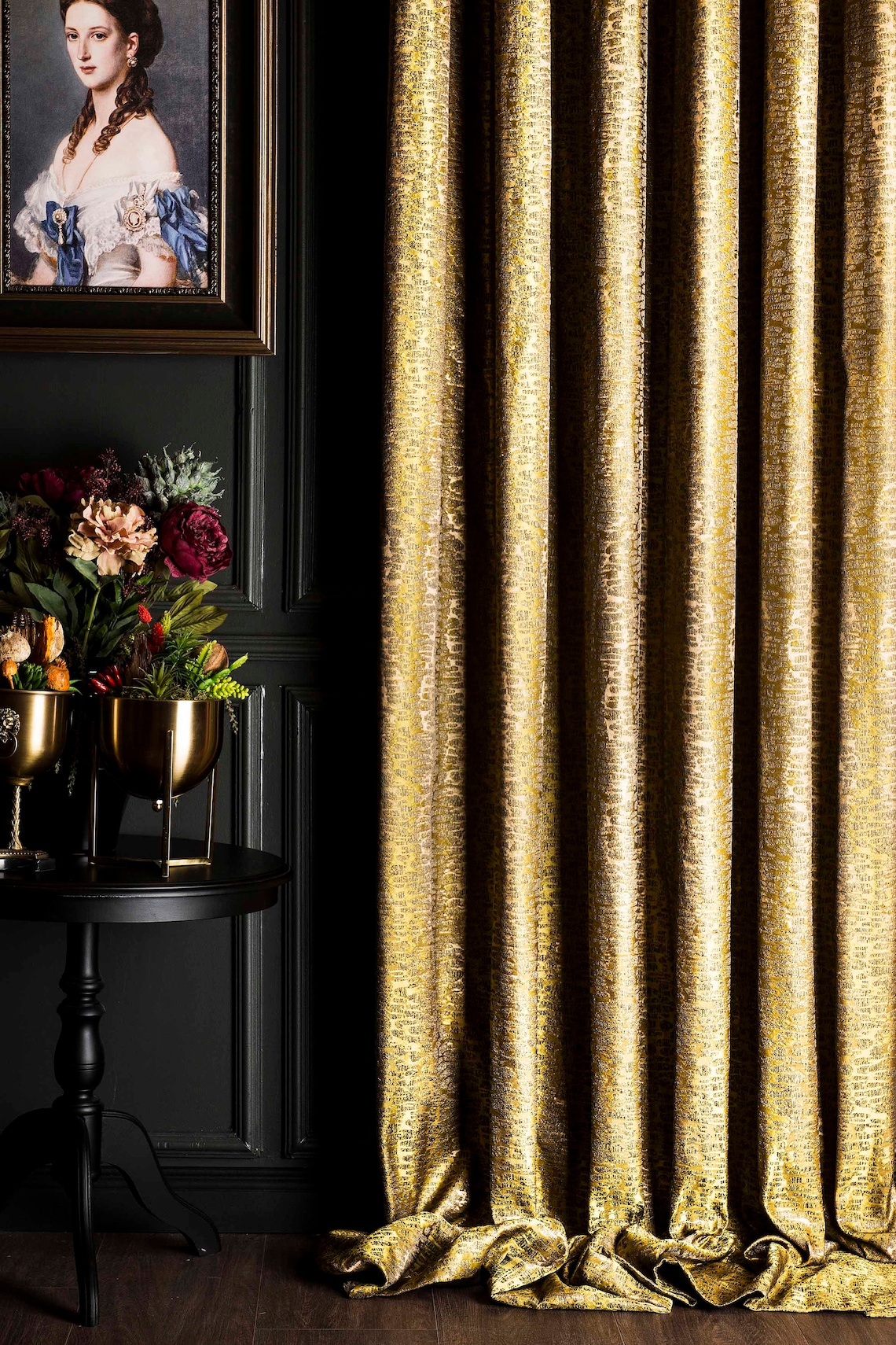 Luxury Gold Curtain Panel Striped Patterned Drapeb for Bedroom