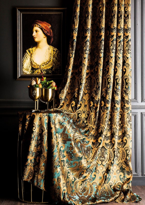Curtains Panel Striped Damask Patterned Luxury Green Custom Size Drape Bedroom Livingroom Fabric Gold Black Navy Gray Colours Modern Curtain