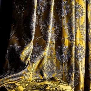 Gold Curtains Panel Luxury Damask Patterned Striped Bedroom Livingroom Custom Size Drape Modern Home FabricMother&#39;s Day Gift
