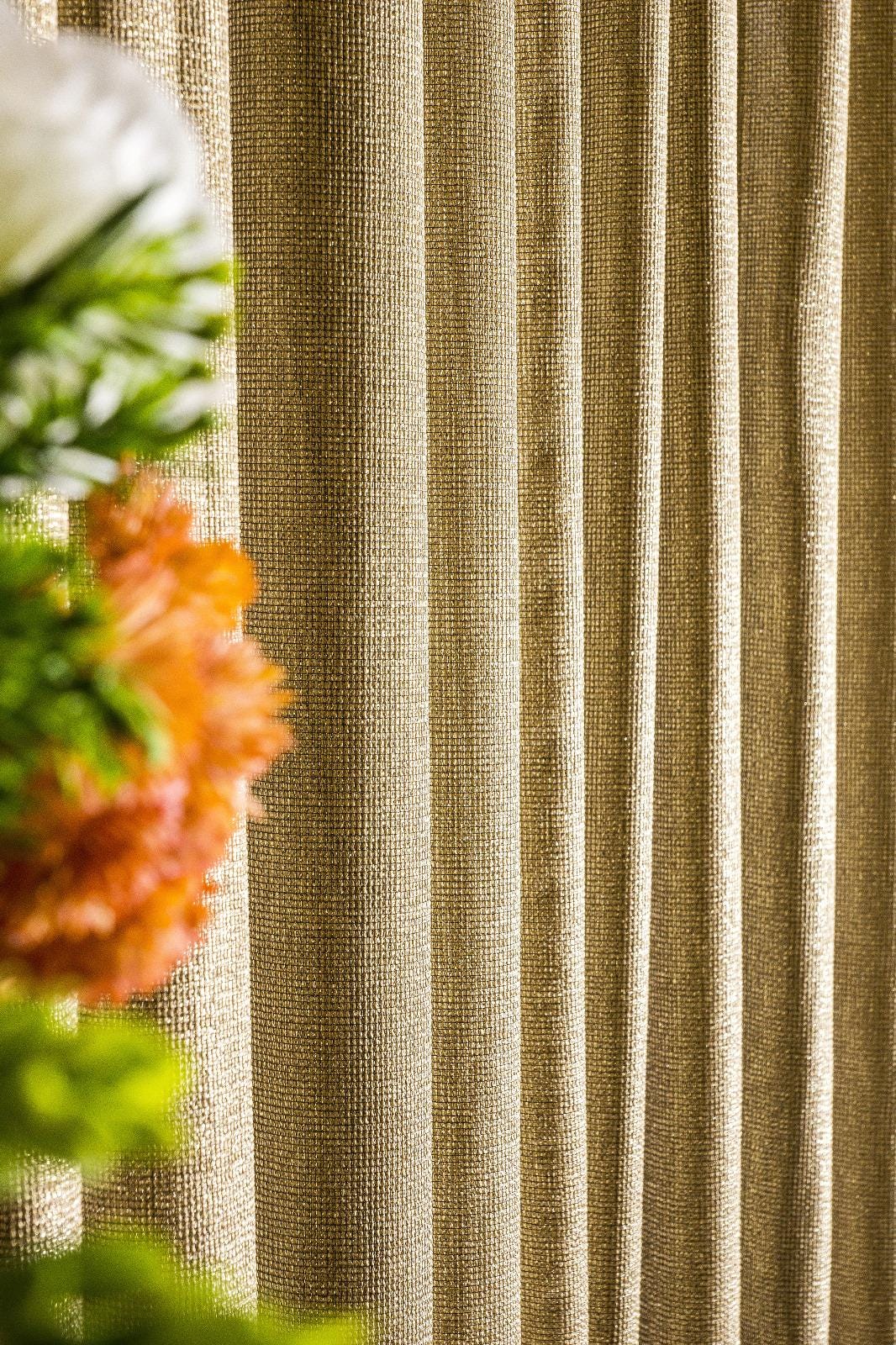 Tenda trasparente glitterata dorata - Eleganti tende su misura