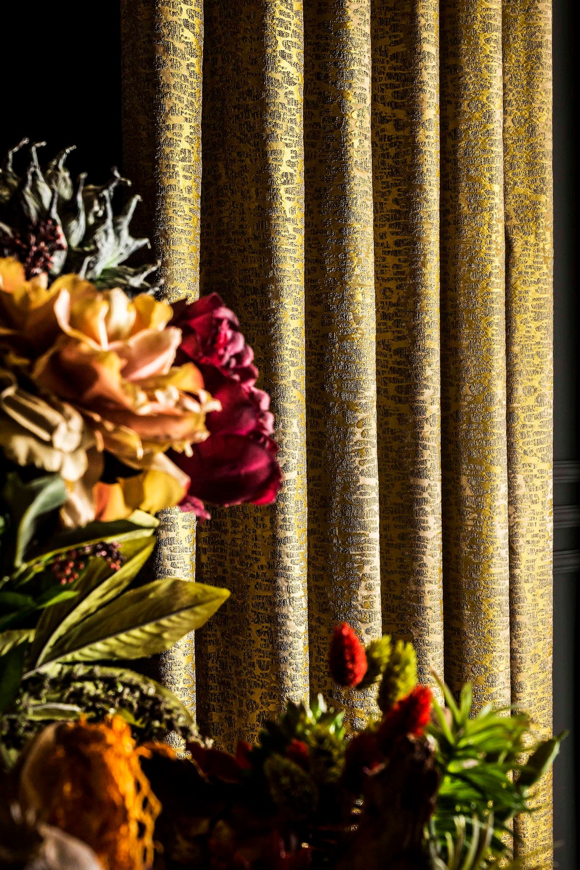 Luxury Gold Curtain Panel Striped Patterned Drapeb for Bedroom Livingroom Custom Size Curtains ...