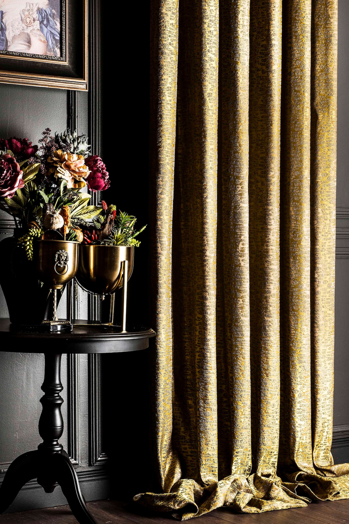 Luxury Gold Curtain Panel Striped Patterned Drapeb for Bedroom Livingroom Custom Size Curtains ...