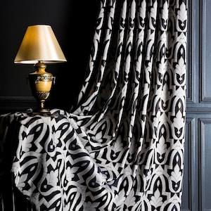 Curtain Panel,Damask Patterned Striped Luxury Black Curtain for Livingroom&Bedroom Gold Navy Silver Green Orange Brown Custom Size Drape