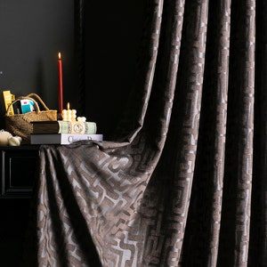 Curtains panel gray striped patterned luxury livingroom bedroom black cream gray blue custom size drape geometric fabric curtains home
