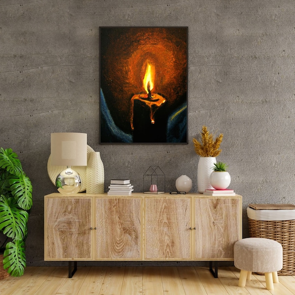 Candle art, Relaxing , living Room, Digitale Download, Framed wall Art, Home Decor,Home Decoration/Unique Gift,Candle with flickering light