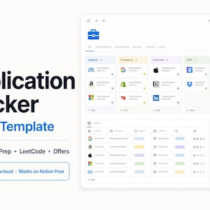 Job Application Tracker Notion Template | Software Engineer Interview Prep LeetCode System Design