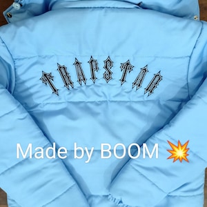 Ice Blue Puffer Jacket: Y2K Detachable Hood Winter Coat