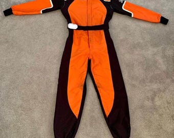 Orange & Black Kart Racing Suit CIK-FIA Level 2, Go karting Race with Custom Logo, name made by BOOM.