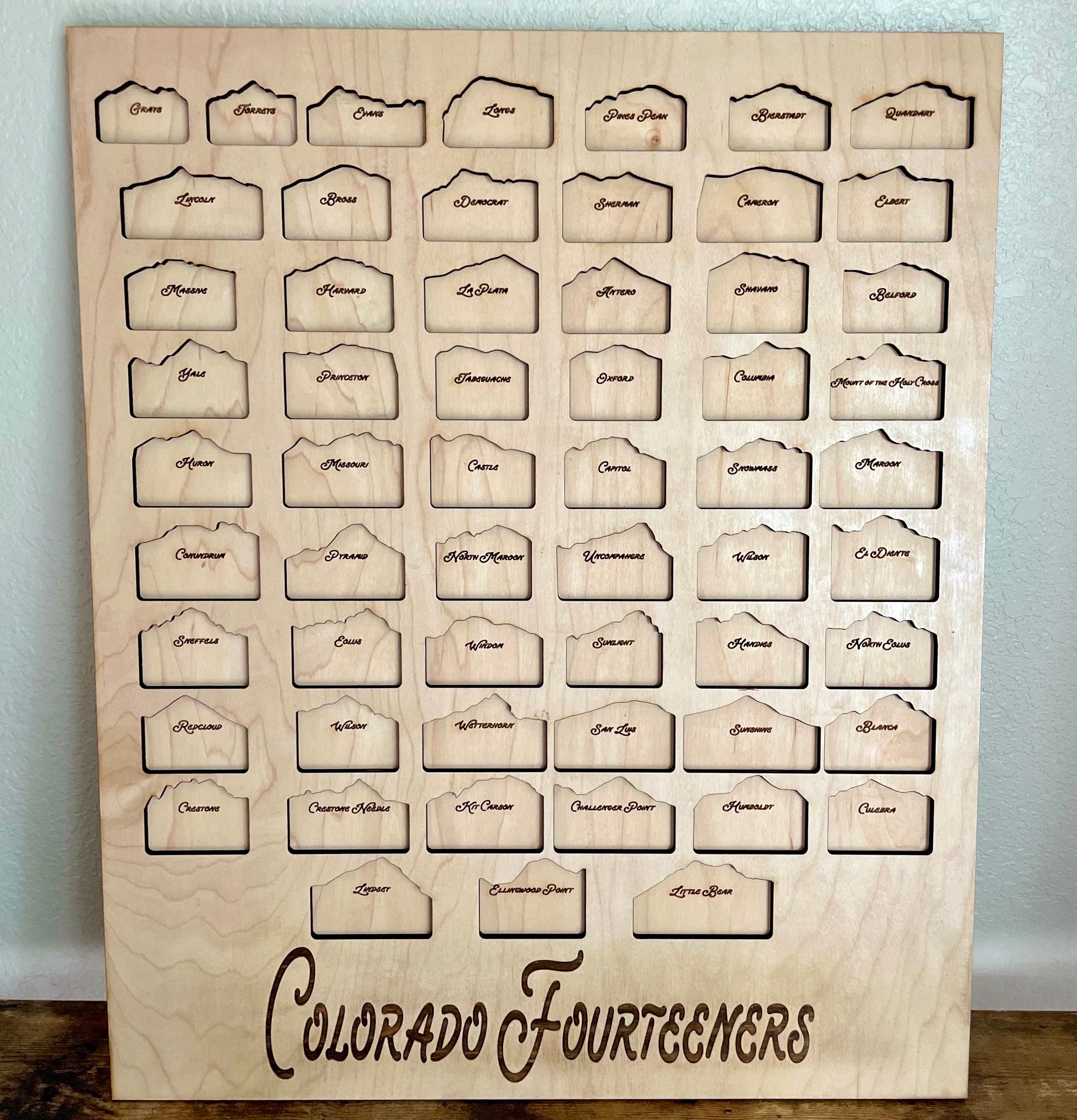 Colorado 14er Bucket List Wooden Puzzle Map | 58 India