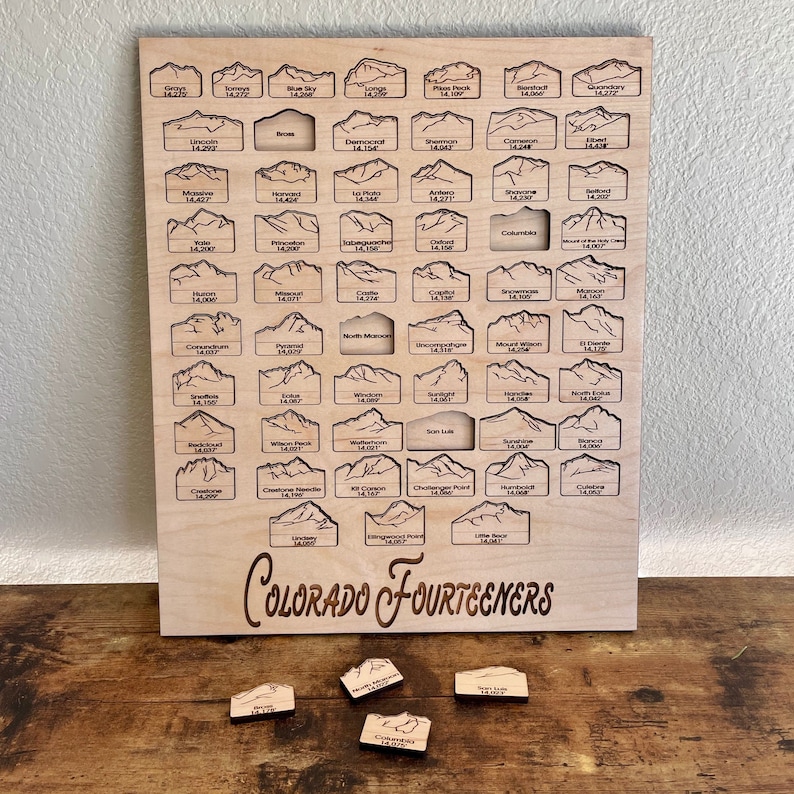 Colorado 14er Bucket List Tracker | Outdoors Hiker Gift | 14,000 ...
