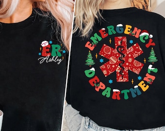 Emergency Department Christmas Shirt, Er Christmas Shirt, Custom Name Christmas Nurse Shirt, Christmas Hospital Shirt, Holiday Nurse Shirt